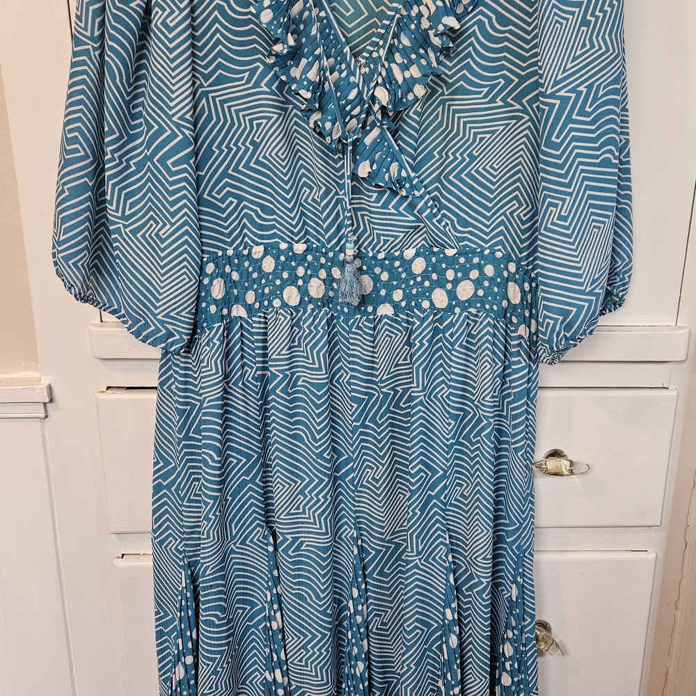 Diane Freis Blue Geometric Dress